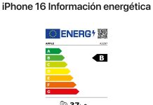 Información de consumo energético del iPhone 16 en la web de Apple