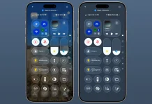 Centro de Control con la opción de reducir transparencia activada en iOS 26 beta 1