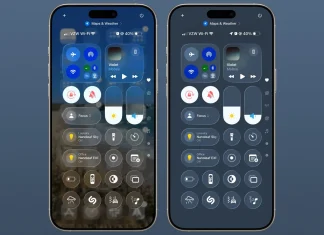 Centro de Control con la opción de reducir transparencia activada en iOS 26 beta 1