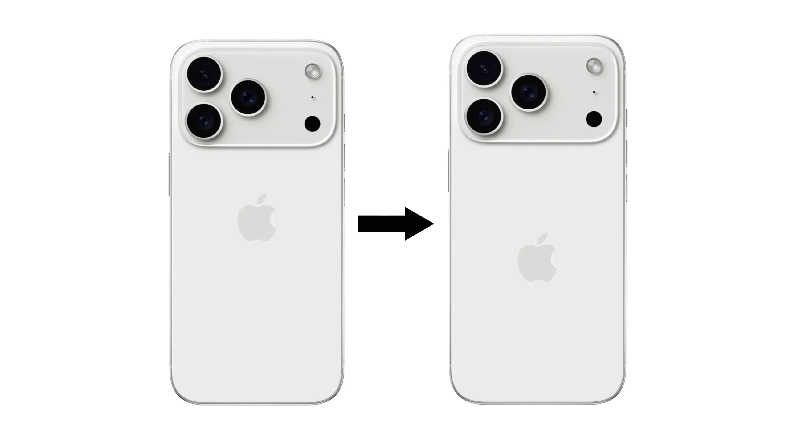 El logo de Apple podría quedar posicionado un poco más abajo, centrado verticalmente en el espacio libre que deja el nuevo diseño del iPhone 17