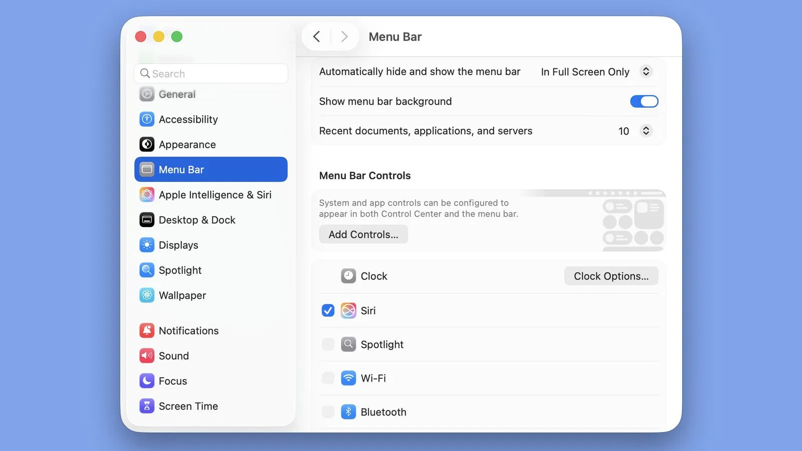 macOS Tahoe beta 2 tiene una nueva opción para poner un fondo en el menú superior de la pantalla