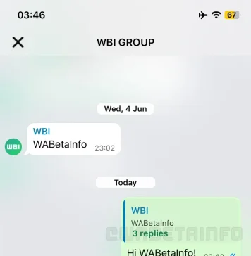 Funcionalidad de hilos en WhatsApp