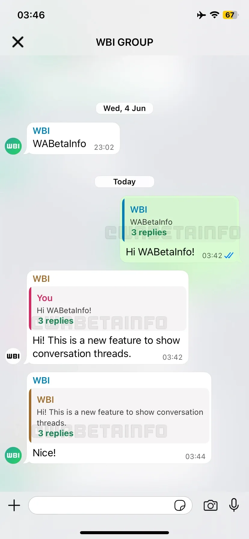 Funcionalidad de hilos en WhatsApp