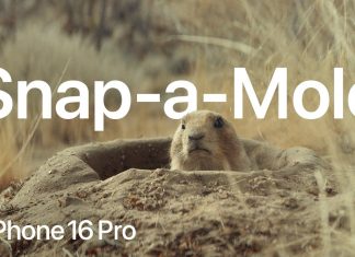 Snap a Mole, un juego de cazar el topo con el botón de Control de Cámara en un anuncio de TV de Apple