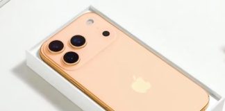 Maqueta de iPhone 17 Pro naranja