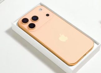 Maqueta de iPhone 17 Pro naranja