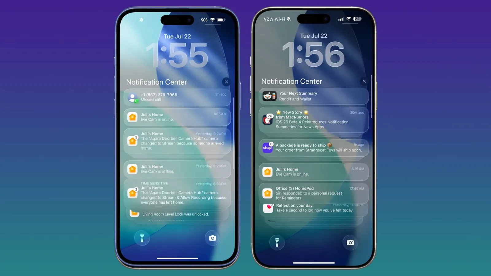 Fondo de la pantalla de bloqueo oscurecido cuando mostramos las notificaciones, para así mejorar su legibilidad