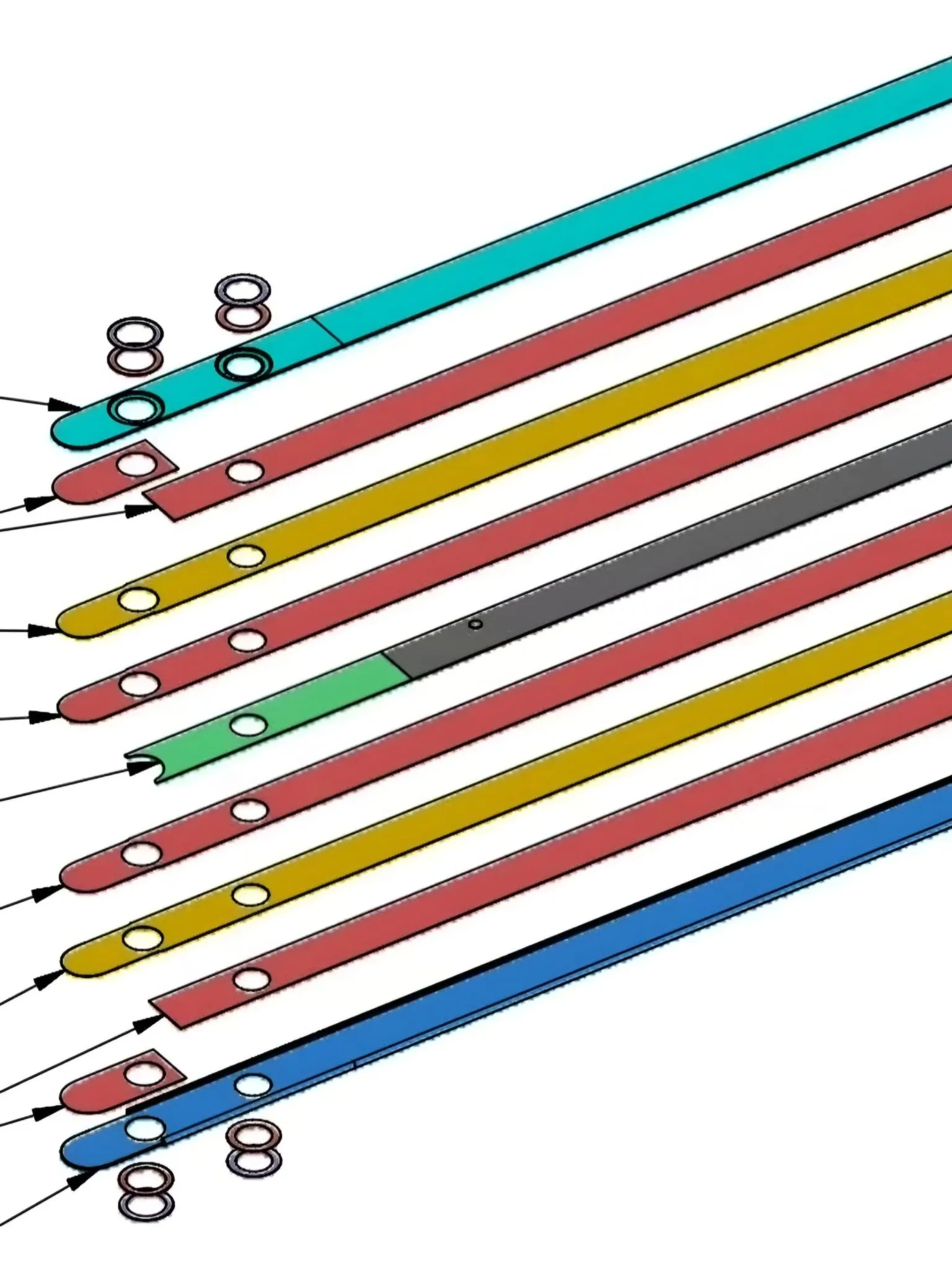 Esquema del posible funcionamiento de los imanes de la nueva correa de nylon para usar como colgante con las nuevas fundas TechWoven de Apple. Parece ser que se llaman Crossbody Strap.