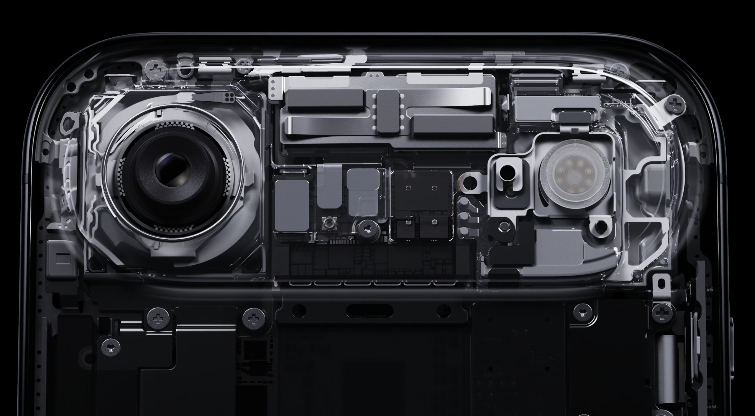 Interior de la zona de la cámara trasera o plateau del iPhone 17 Air