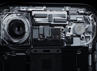 Interior de la zona de la cámara trasera o plateau del iPhone 17 Air