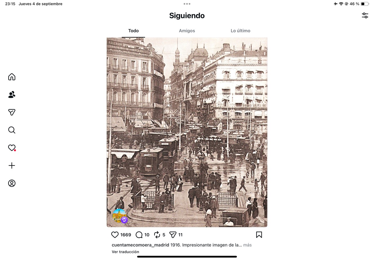 Instagram en el iPad en posición horizontal