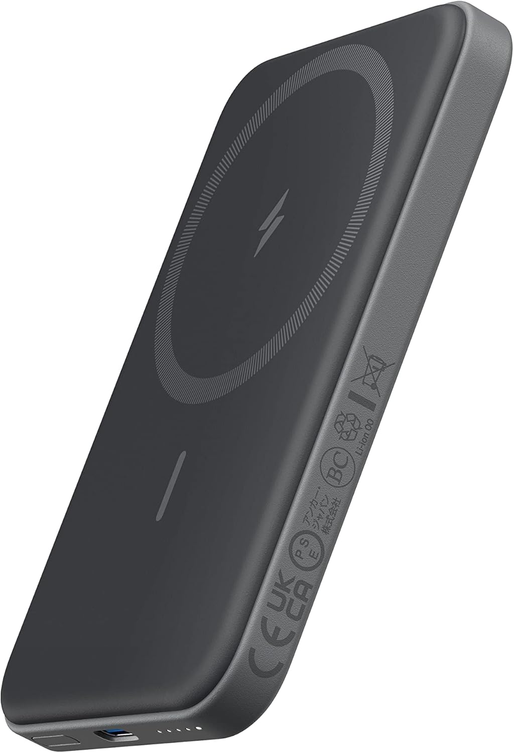 Batería MagSafe de Anker. Se pega en la parte trasera de tu iPhone magnéticamente, y te lo carga sin cables