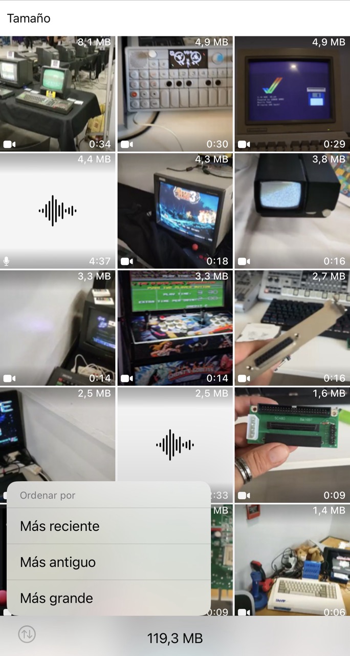Administrando el espacio disponible en WhatsApp en cada chat individualmente