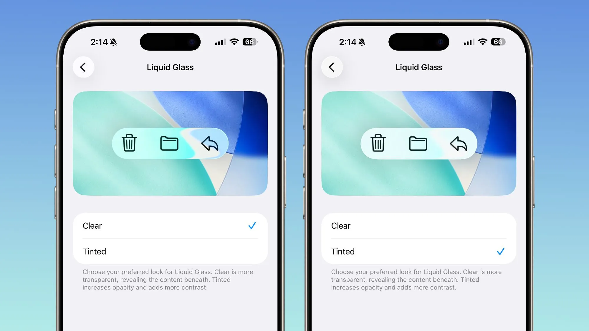 Configurando el nivel de transparencia de la interfaz de iOS