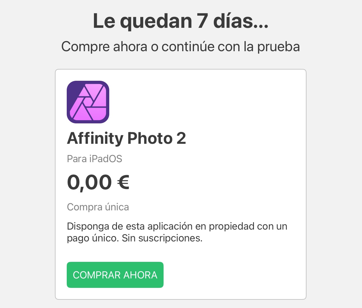Compra de Affinity Photo 2 por 0,00€