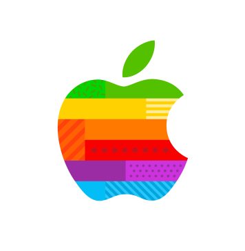 Fondo de pantalla con el logo arcoíris de Apple conmemorativo de la apertura de la Livat Apple Store en Pekín, China