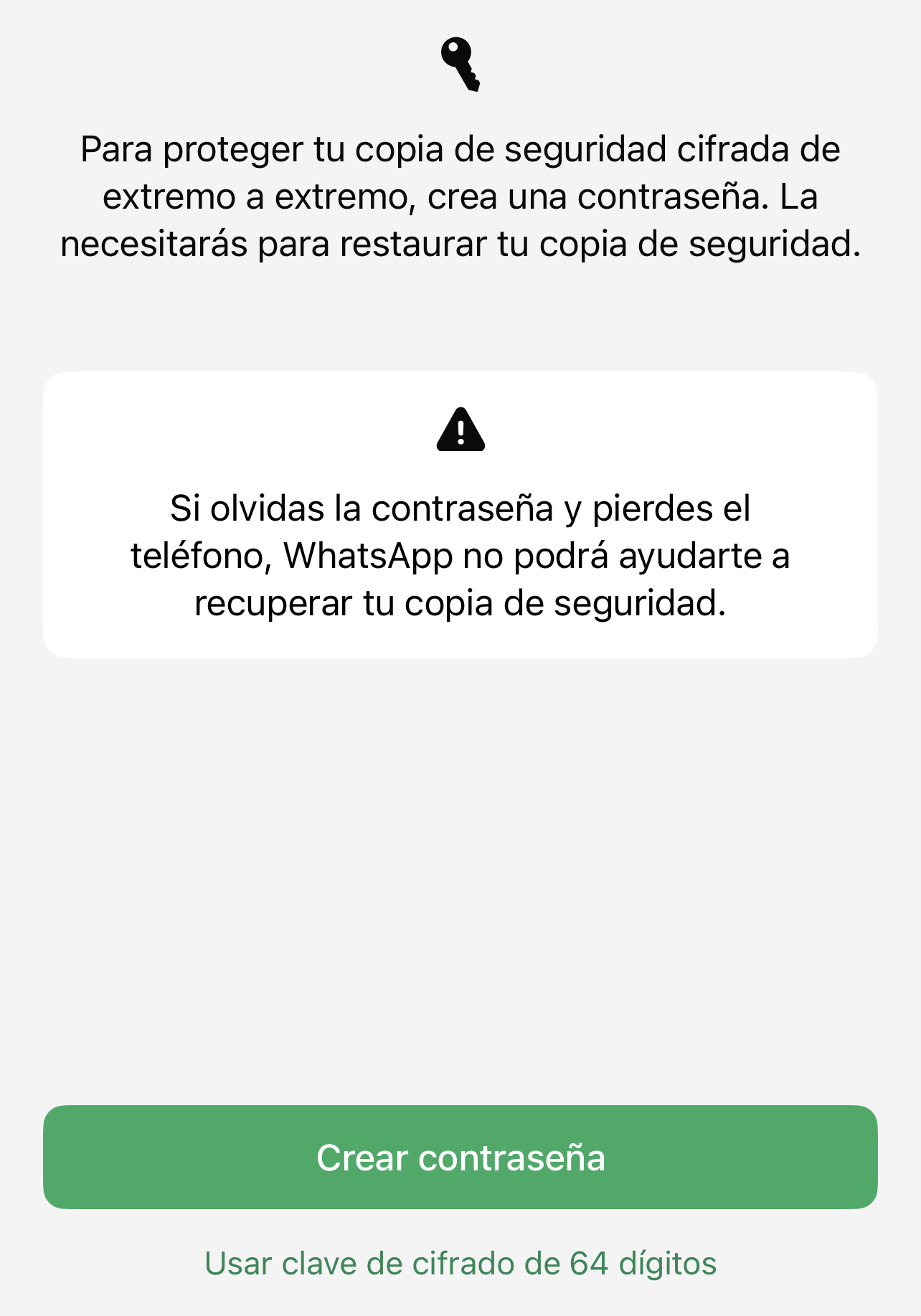 Cifrado de la copia de seguridad de los chats de WhastApp