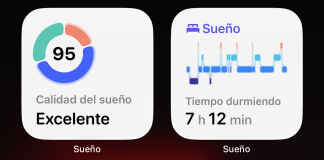 Widgets de calidad de sueño en la pantalla de inicio