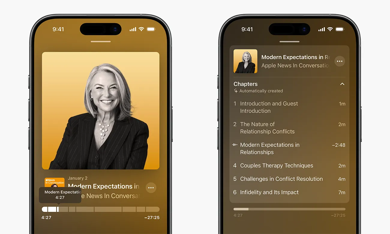 Episodios generados automáticamente en un podcast de Apple Podcasts