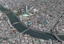 Apple elimina el modo Flyover de sus mapas tras 11 años Apple Maps en el modo Flyover sobre las cercanías del río Sumida en Tokio, con el barrio de Ryogoku conocido por su estadio de Sumo al otro lado