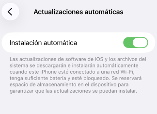 Actualizaciones de iOS automáticas activadas