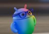 Mascoa de Android con gafas de Google