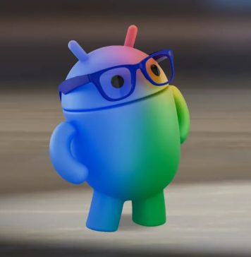 Mascoa de Android con gafas de Google