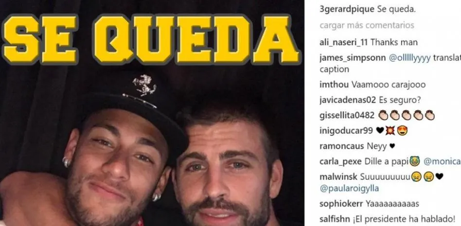 Piqué publicando que Neymar se quedaba en el Barça. Parece que no se quedaba.