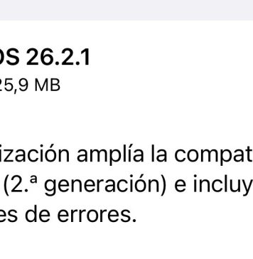 Actualización a iOS 26.2.1