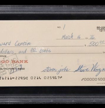 Cheque número 1 de Apple, firmado por Steve Jobs y Steve Wozniak