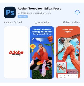Resultado de búsqueda patrocinado (pagado) por Adobe, para aparecer cuando se buscan Apps competidoras
