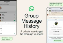 WhatsApp habilita la posibilidad de compartir el historial de mensajes con un grupo con nuevos miembros del mismo Historial de un grupo compartido con nuevos miembros, con opción de compartir los últimos 100, 75, 50 o 25 mensajes del mismo