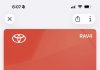 Llave electrónica para un Toyota en la App de Carpeta (Wallet) de iOS